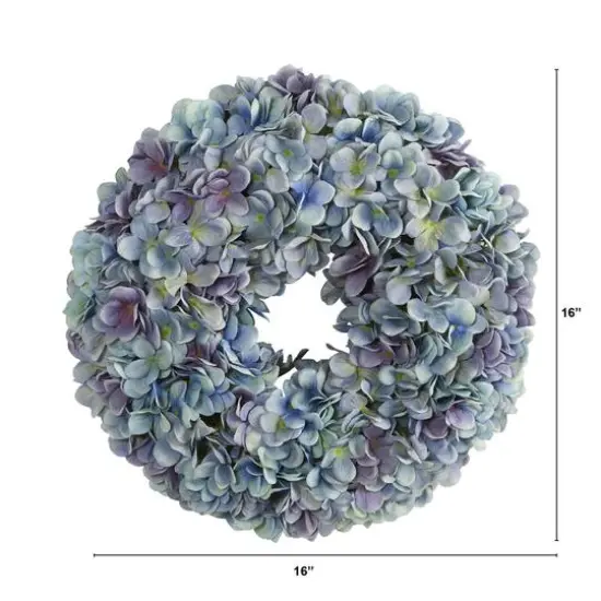 16" Blue Hydrangea Wreath {3}