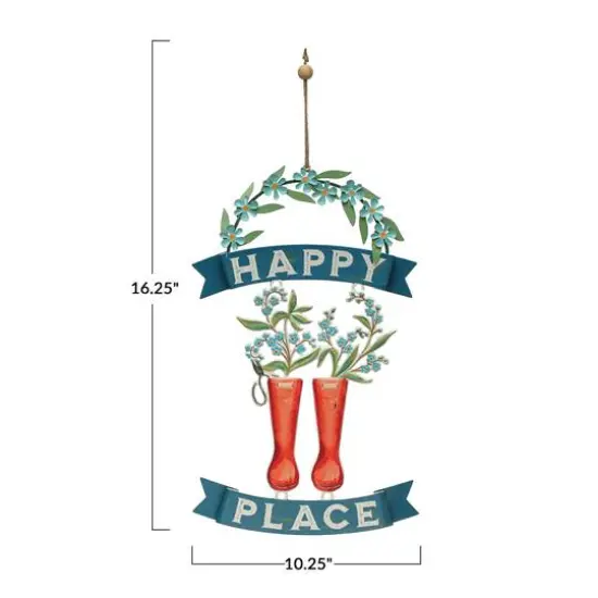 Hello Honey&reg; Farmhouse Metal Boots & Flowers Hanging Wall Art {1}