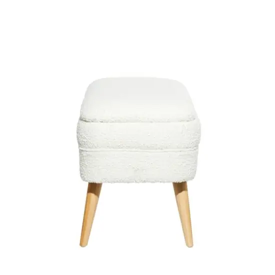 40" Contemporary Polyester & Wood Storage Bench White {5}