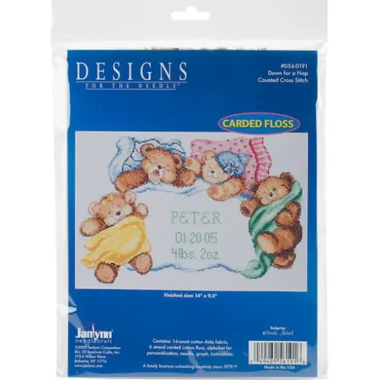Janlynn® Down For A Nap Birth Announcement Counted Cross Stitch Kit {1}