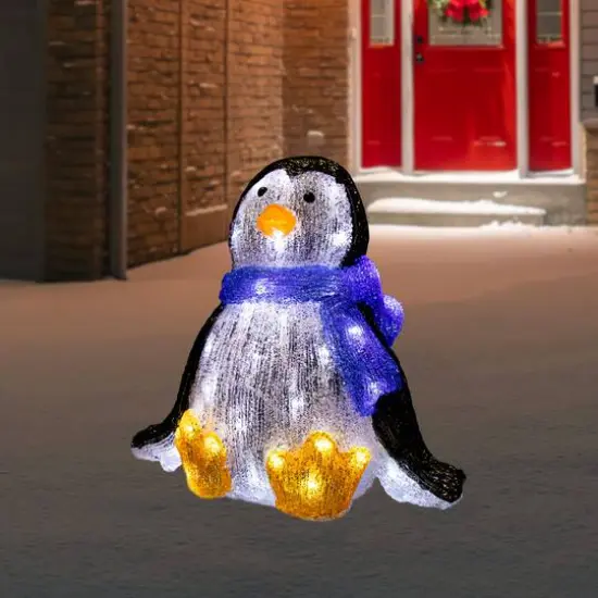 11.5" Lighted Commercial Grade Acrylic Sitting Baby Penguin Christmas Display Decoration {3}