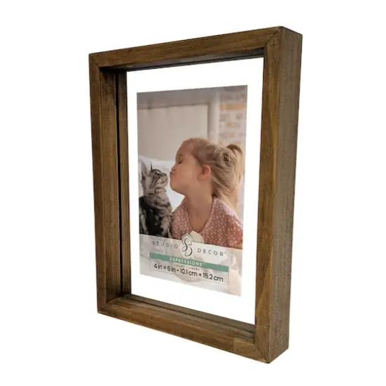 Expressions&trade; Brown Linear Wood Float Frame by Studio D&eacute;cor&reg; {7}