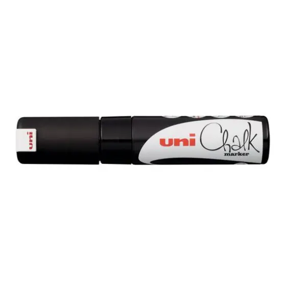 Uni Broad Chisel Tip Chalk Marker Black {1}