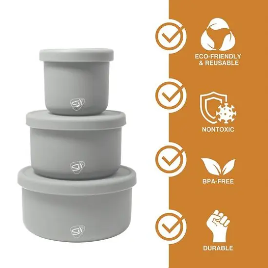 Silipint&reg; 3-Piece Silicone Lidded Bowl Set Moonstone {5}