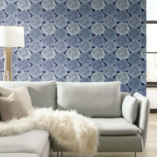 RoomMates Bed of Roses Peel & Stick Wallpaper Blue/Black {6}