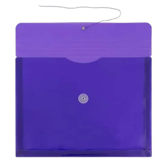 JAM Paper Letter Booklet Plastic Envelopes with Button & String Tie Closure, 12ct. Purple {4}