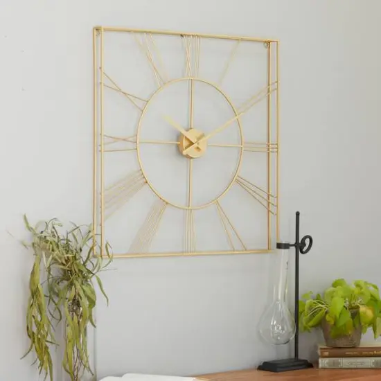 CosmoLiving by Cosmopolitan 24" Metal Square Wall Clock Gold {3}
