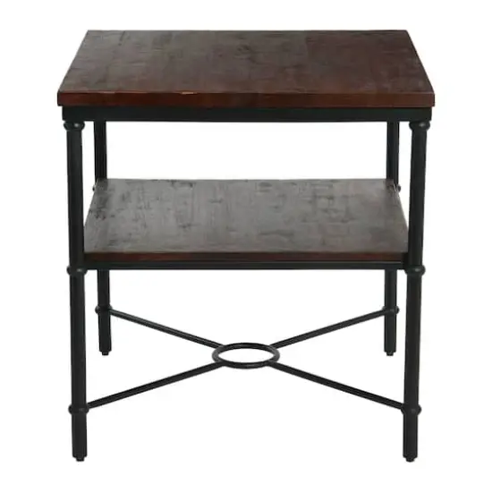 Hello Honey&reg; 24" Saratoga Rustic Wood & Metal End Table Dark Chestnut {4}