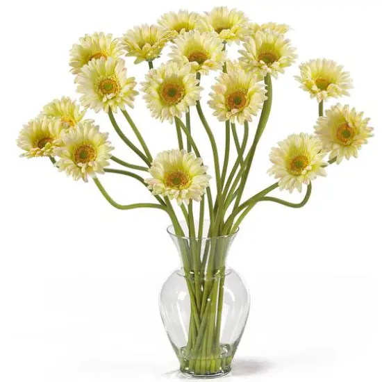 21" Gerbera Daisy Liquid Illusion Silk Flower Arrangement Cream {1}