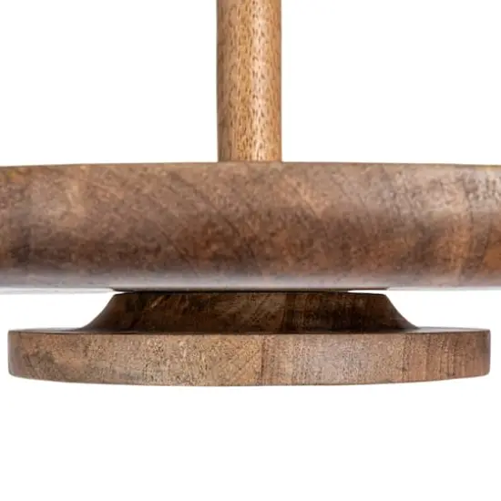 Hello Honey&reg; 16" Round Natural Mango Wood 2-Tier Tray {9}