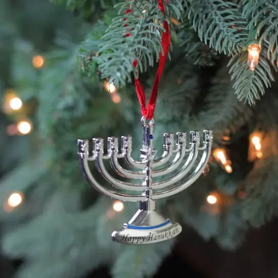 3.25" Blue & Silver Menorah Ornament {3}