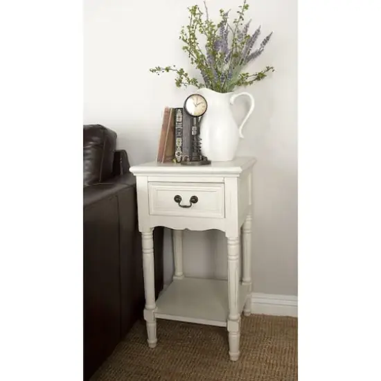 2.5ft. Cream Wood Traditional Accent Table {6}