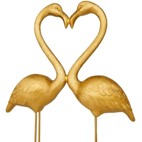 Gold Resin Eclectic Flamingo Sculpture 24" x 15" x 5" {4}