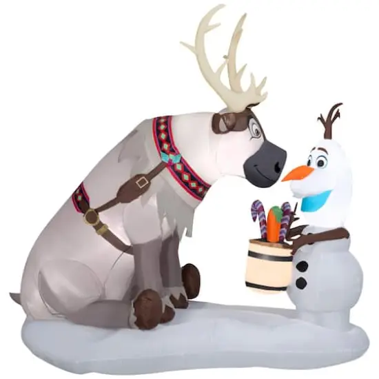 7ft. Airblown&reg; Inflatable Christmas Olaf & Sven Scene {1}