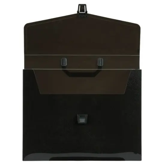JAM Paper Black Plastic Portfolio Briefcase with Handles 12" x 9.5" {4}