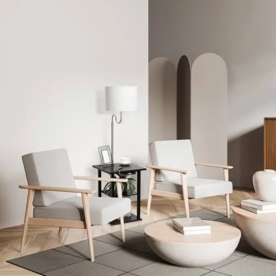 Simple Designs 57" 2 Tier Floor Lamp with USB & Outlet Black {3}