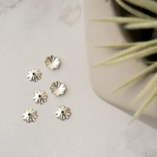 6mm Sterling Silver Flower Beadcap Findings, 6ct. by Bead Landing&trade; {4}