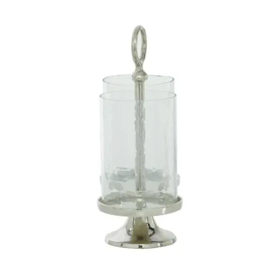 14" Silver Aluminum Traditional Candle Holder Lantern {3}