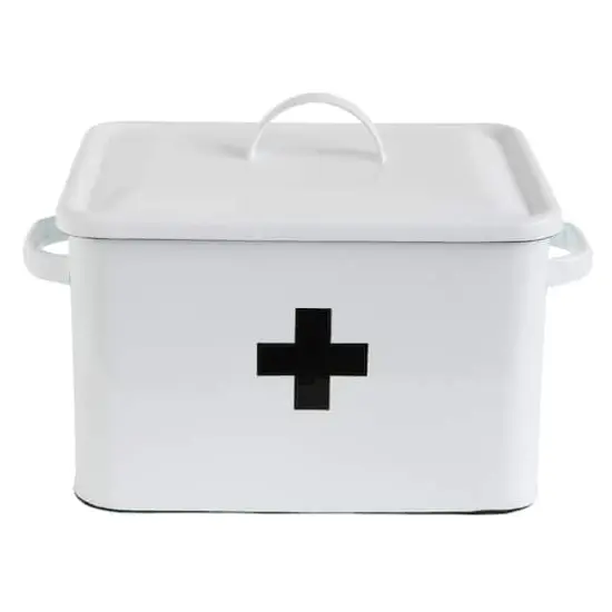 Hello Honey&reg; Metal First Aid Box with Lid White/Black {2}