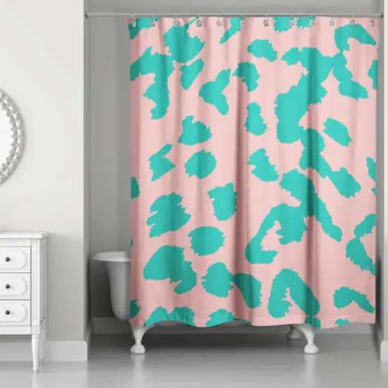 Leopard Shower Curtain Pink/Green {1}