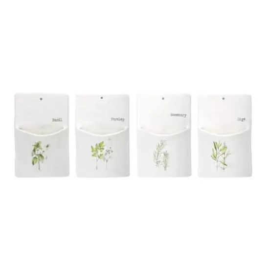 8.5" Ceramic Herb Wall Pocket Set {1}