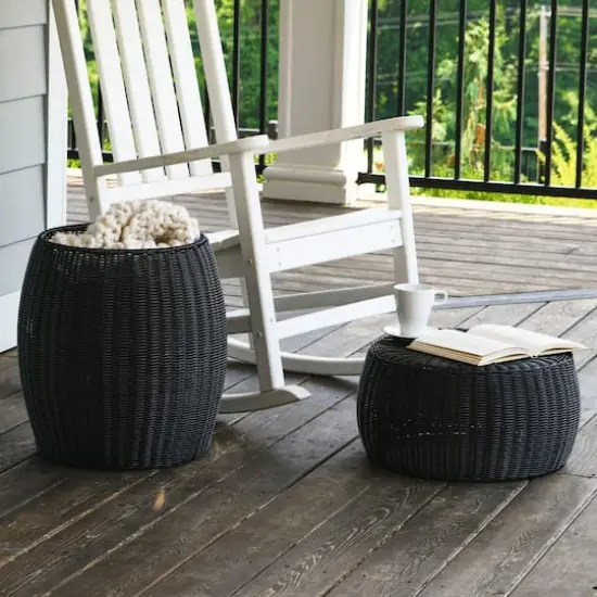 Household Essentials 9" Woven Storage Ottoman Black {3}