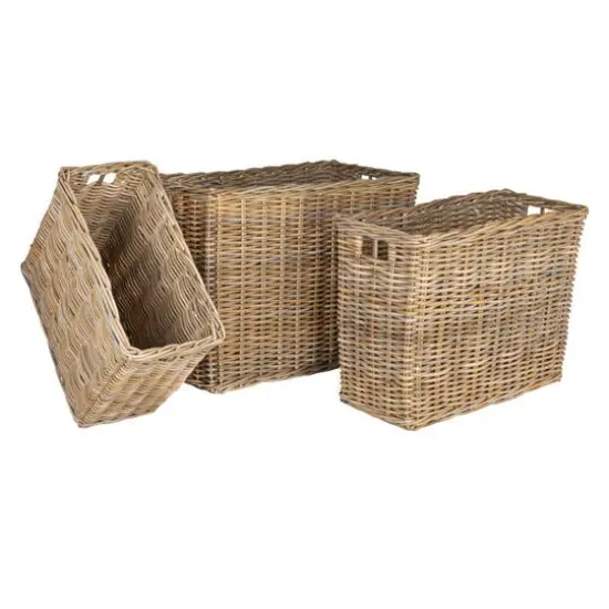 Hello Honey® Natural Rectangular Woven Rattan Nesting Basket Set {1}