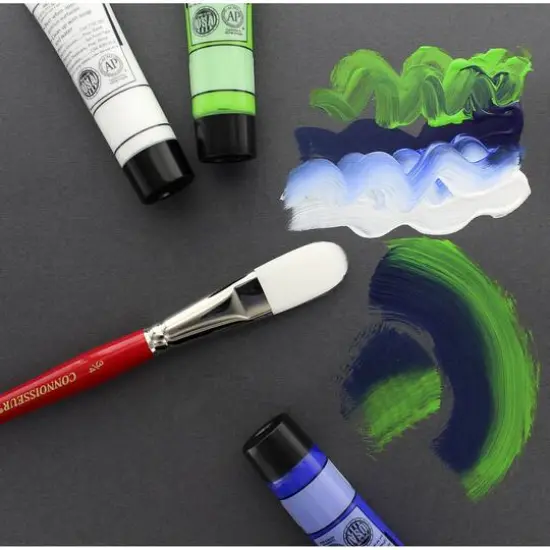 Connoisseur&reg; White Taklon All Media Short Handle Oval Wash Brush {4}