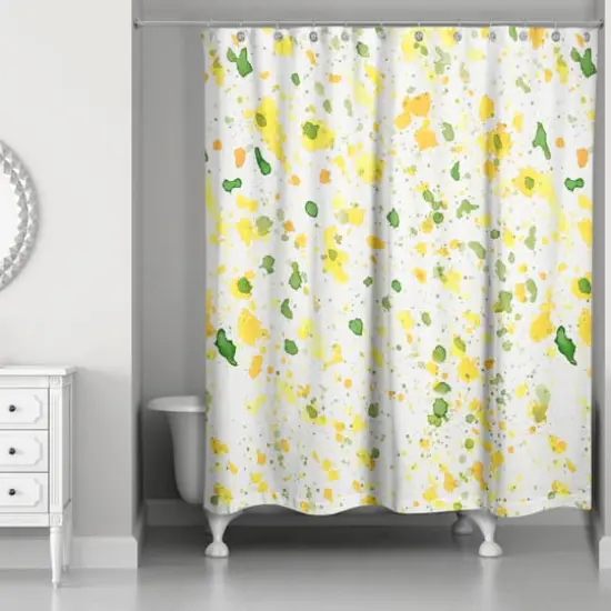 Speckled Shower Curtain Yellow and Green {3}