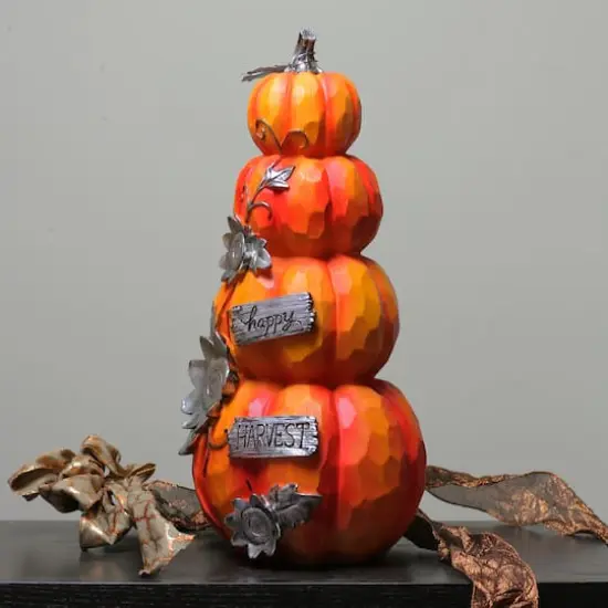 19" Orange & Silver Happy Harvest Pumpkin Tabletop D&eacute;cor {4}