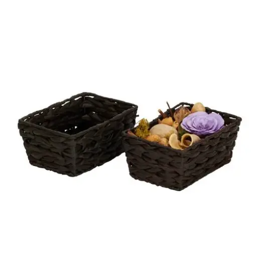 Household Essentials Dark Brown Wicker Storage Basket Set {13}
