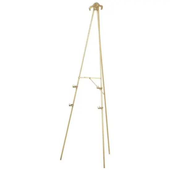 66.5" Gold Metal Foldable 2-Tier Display Easel with Scroll Finial {5}