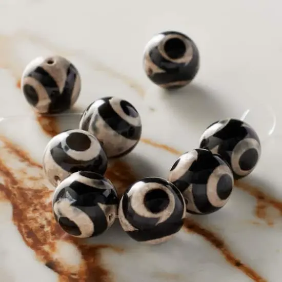 Black & Gray Tibetan Agate Round Beads, 15.5mm by Bead Landing&trade; {3}