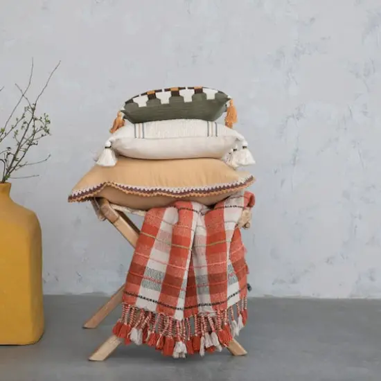 Hello Honey&reg; Warm Tone Plaid Cotton Blend Throw Blanket {4}