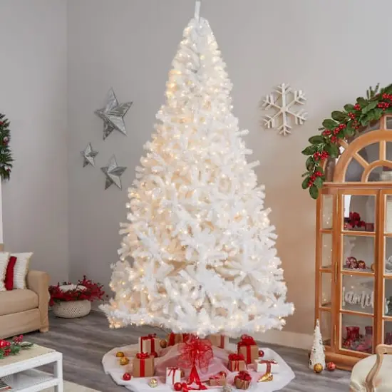 11ft. Pre-Lit White Artificial Christmas Tree, White LED Lights {3}