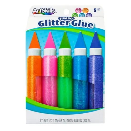 ArtSkills&reg; Jumbo 5 Color Neon Glitter Glue Pens {3}