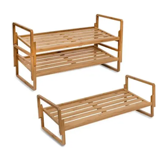 Honey Can Do 3-Tier Nesting Bamboo Shoe Rack {5}