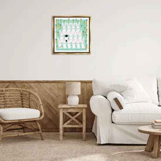 Stupell Industries Cat Mixed with Bunnies Floater Framed Art Gold {3}