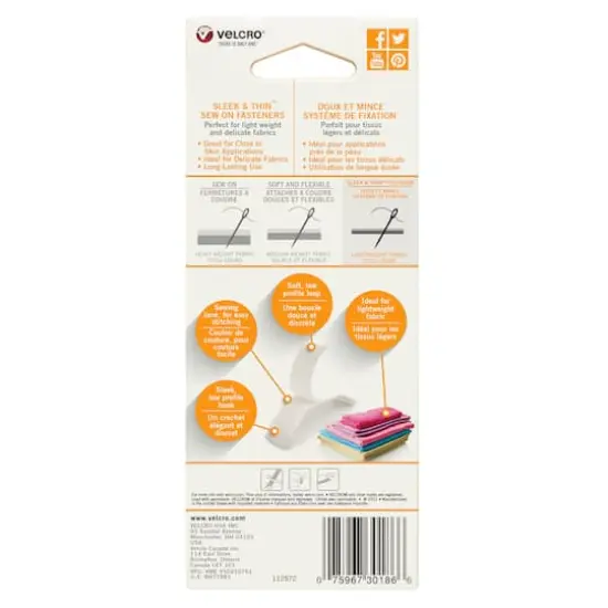 Velcro&reg; Sleek & Thin&trade; White Sew On Low Profile Fastener Roll {5}