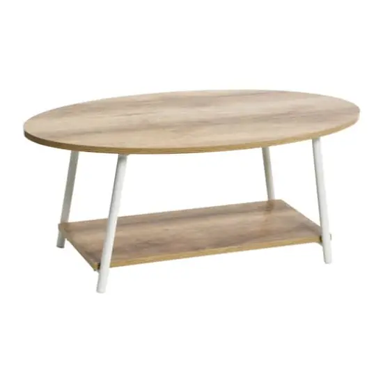 Household Essentials 39" Jamestown Oval Coffee Table Coastal Oak {1}