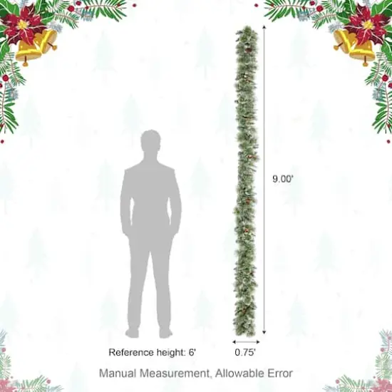Glitzhome® 9ft. Pre-Lit Frosted Greenery Pinecones Christmas Garlands with Timers, 2ct. {9}