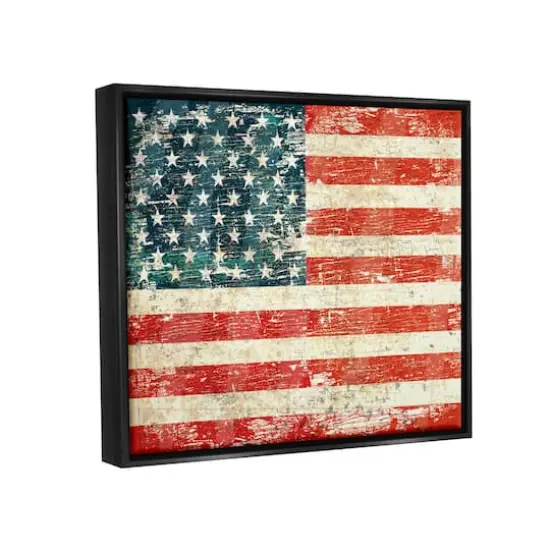 Stupell Industries Rustic American Flag Floater Framed Art Black {4}
