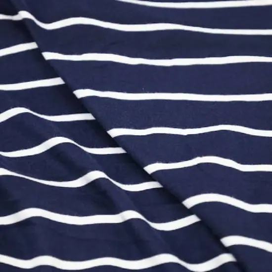Fabric Merchants White Stripes on Navy Double Brushed 4-Way Stretch Fabric {4}