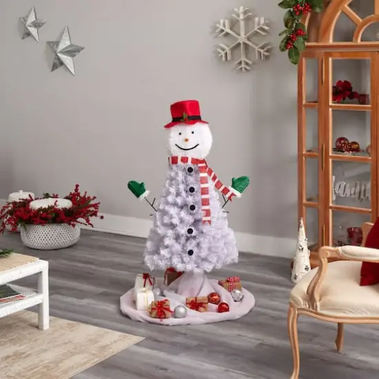 4ft. Unlit Snowman Artificial Christmas Tree {5}