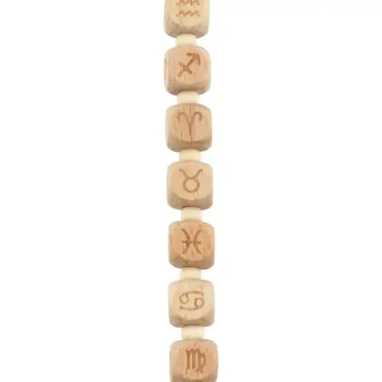 Natural Zodiac Wood Cube Beads, 11mm by Bead Landing&trade; {1}