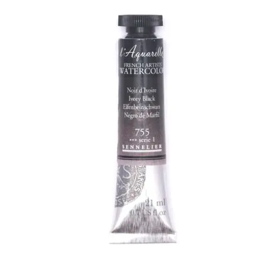 Sennelier French Artists' Watercolor, 21mL 755 Ivory Black S1 {1}