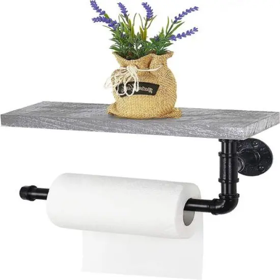 Paper Towel Holder with Shelf Industrial Pipe Gray {1}
