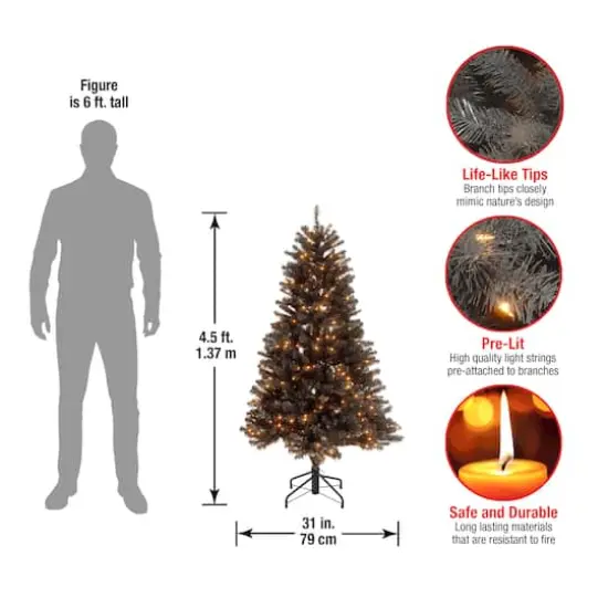 4.5ft. Pre-Lit North Valley&reg; Black Spruce Artificial Christmas Tree, Clear Lights {5}