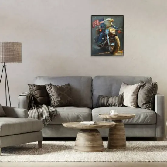 Stupell Industries Patriotic Eagle Motorcycle Framed Giclee Art Black {3}