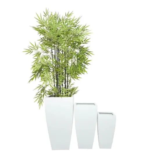 White Modern Planter, Set of 3" 30", 25", 20" {5}